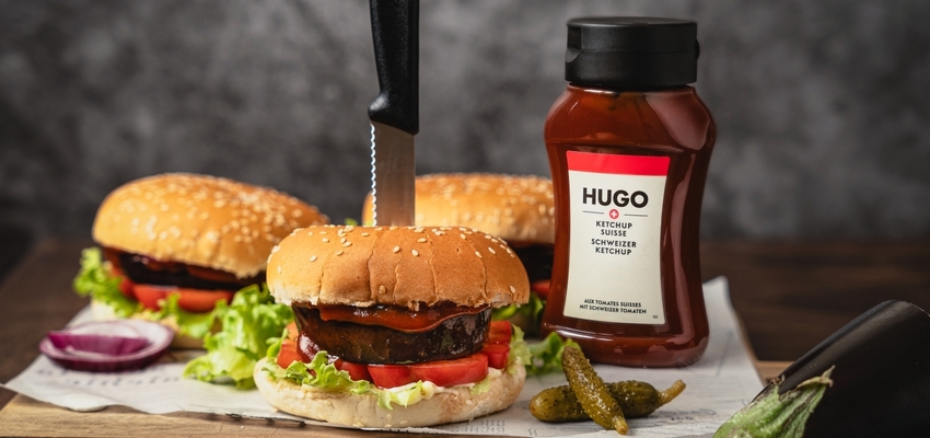 Burgers d’aubergine épicée avec ketchup HUGO